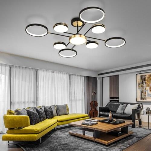 Living Room Simple and Modern Decorative Led Ceiling Lamp Nordic Style Villa Indoor Lighting Chandeliers Brightnes Dimmable