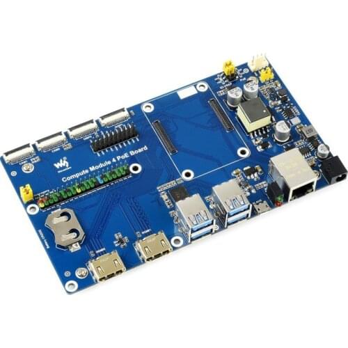 Raspberry Pi Compute Module 4 IO Board With PoE Feature, For All Variants Of CM4, Gigabit Ethernet RJ45 with PoE support