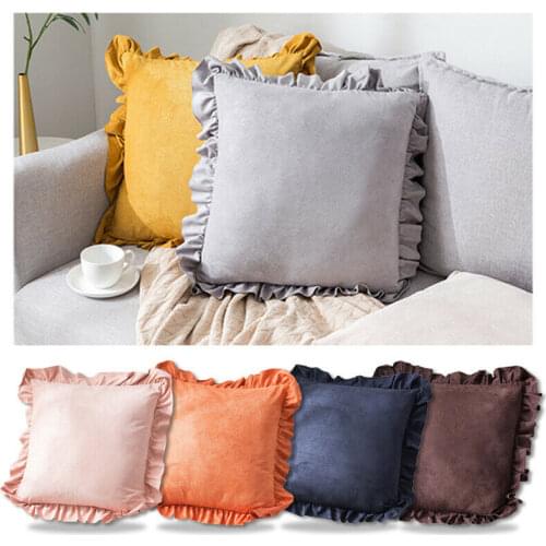 45x45cm Luxury Velvet Flounce Frill Pillowcase Sofa Waist Throw Pillow Case Home Decor Sofa Cushion Cover