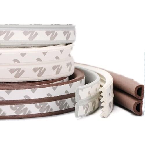 EPDM Rubber Self-adhesive Gasket Strip for Cabinet Closet Sliding Sash Door Window Seals 9 x 2mm 4mm 6mm Gray Brown White Black