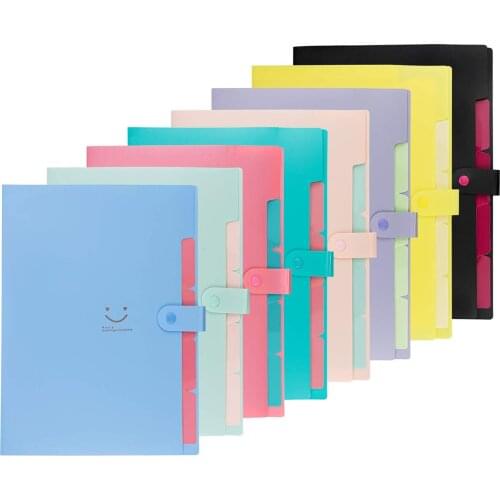 A4 Size Placstic Colorful Expandable Portable File Folder 5 Pockets Accordion Document Organizer for School Office Home