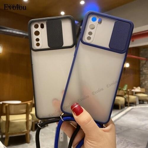 Slide Camera Lens Protection Phone Case For Oneplus Nord Crossbody Necklace Lanyard Case For Oneplus 8T Matte Clear Back Case