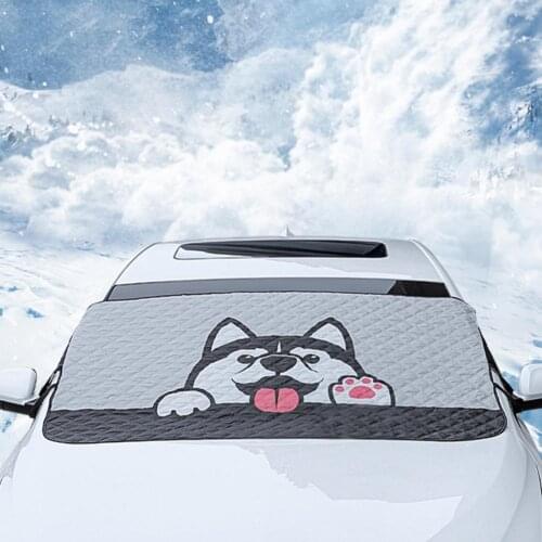 Sun Visor Security Design Thermolytic Cute Husky Car Sunshade For Winter Sun Visor for UV frost snow protection Car Accessories