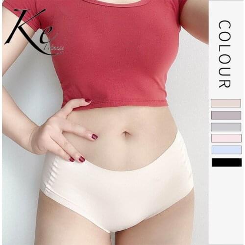KE pack 3 panties nude skin-friendly mid-waist yoga fitness seamless sports underwear silk file ladies peach hip underwear women