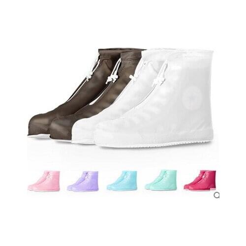 Waterproof shoes wear non slip shoes boots thickening bottom Shoe cover Necessary for rainy days cute colour mint green zipper