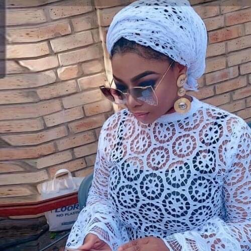 Party Q High Quality African Nigerian Tulle Lace Fabric Cotton Embroidery Swiss Wedding Party Dress Golden White 2.5Yards Latest