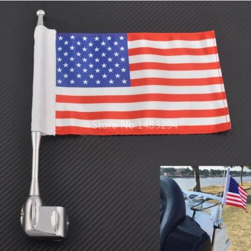 Premium Rear US Flag Pole Rear Luggage Rack Flag & Mast Mount Kit for Moto Honda Goldwing 1800 GL1800 2001-2011
