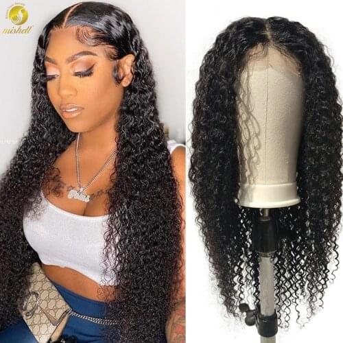 Mishell Kinky Curly Wigs For Women Lace Frontal Brazilian HAIR Curly Lace Closure Wig 180% Density Deep Wave Lace Front Human