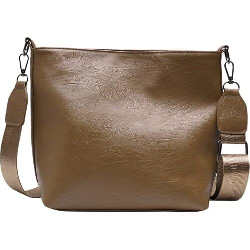 2021 Casual Women Bucket Shoulder Bag Large Capacity Pu Leather Crossbody Bag Female Vintage Handbag Luxury Designer