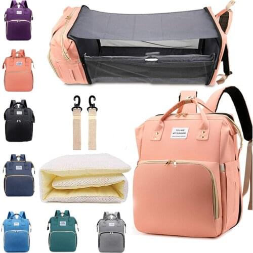 2021 Mummy Diaper Bag Waterproof Fold Backpack Large Capacity Multifunction Milk bottle Diapers Storage Bag Portable Baby Bed