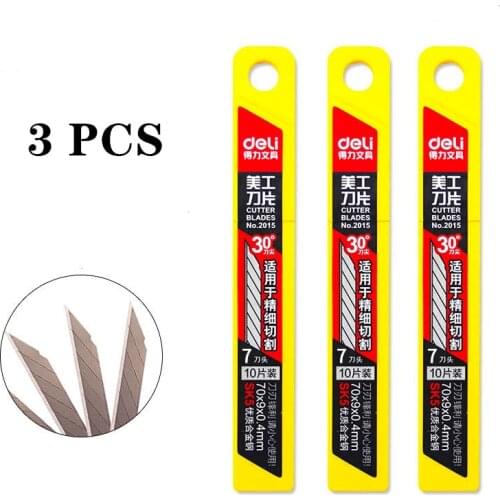 3 pieces / 5 pieces Deli high quality art blade 30 degree sharp bevel SK5 blade art blade replacement blade