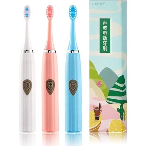 3-in-1 Electric Toothbrush Waterproof Upgraded Sonic Smart Replaceable Non-rechargeable Adult Soft Fur Electric Toothbrush