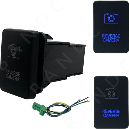3Amp 12V Blue LED Illuminated Push Switch-REVERSE CAMERA- On/Off SPST for Toyota Prado 200 Series 2015-Current, with Jumper