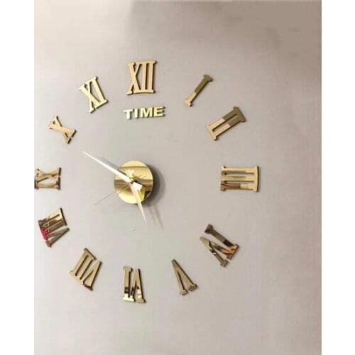 3D Wall clock Roman Digit Gold Color Wall clock relogio de parede настенные часы horloge murale