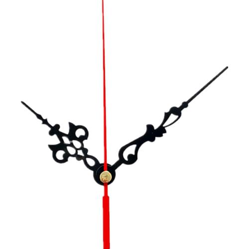 50Sets Black Clock Three Hands Quartz Clock Arms with Red Second Hand for DIY Clock