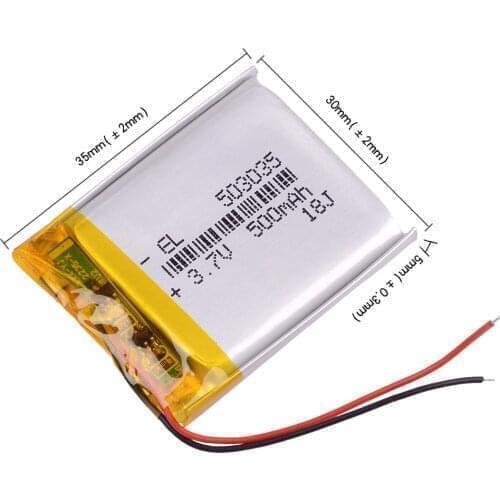 503035 3.7v 500mah Lithium Polymer Rechargeable Battery dvr recorder GPS Navigation