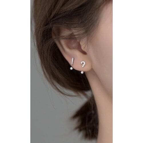 925 Sterling Silver Creative Temperament Diamonds Earrings for Women Simple Symbol Asymmetric Silver Earrings 2021 Trend aretes