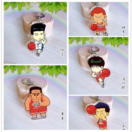 Anime Keychain Slamdunk Shohoku Hanamichi Sakuragi North of the Team Pendant Keychain Key Holder Keyrings kulcstarto Charms