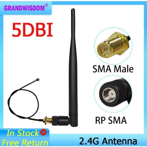 2.4 GHz Antenna wifi 5dBi WiFi Aerial RP-SMA Male 2.4ghz antena wi fi Router+ PCI U.FL IPX to RP SMA Male Pigtail Cable