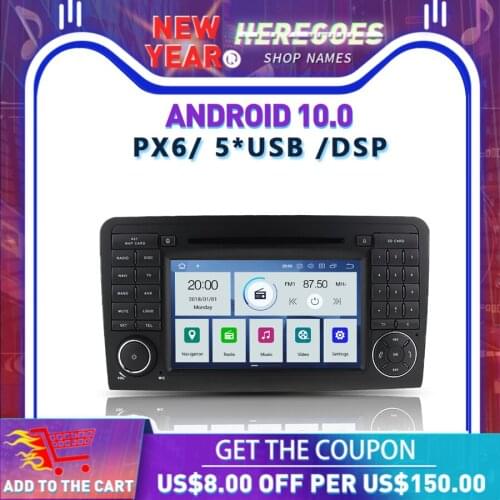 DSP PX6 Android 10 4G + 64GB Car DVD Player RDS Radio Bluetooth 5.0 For Mercedes Benz ML W164 ML300 ML350 ML450 ML500 ML550 X164