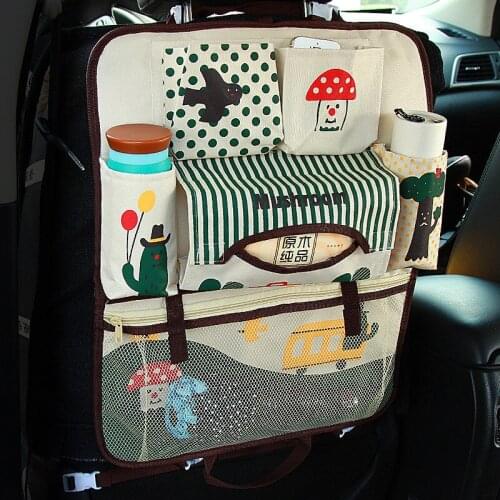 Large Capacity Waterproof Cute Cartoon Car Seat Back Storage Bag Auto Stowing Tidying Car Interior Accessories Polka Dot
