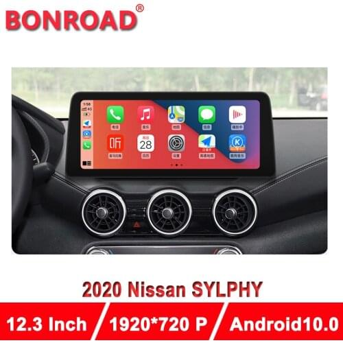 Bonroad 12.3 inch For Nissan SYLPHY 2019 2020 2021 Android 10 Car Multimedia Player Radio Stereo 2Din Autoradio GPS Head Unit