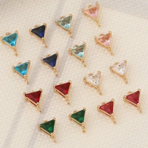 HAOSAW 10Pcs Jewelry Accessories/CZ Charms/DIY Making/Triangle Shape/Hand Made/Connector/Jewelry Findings & Components