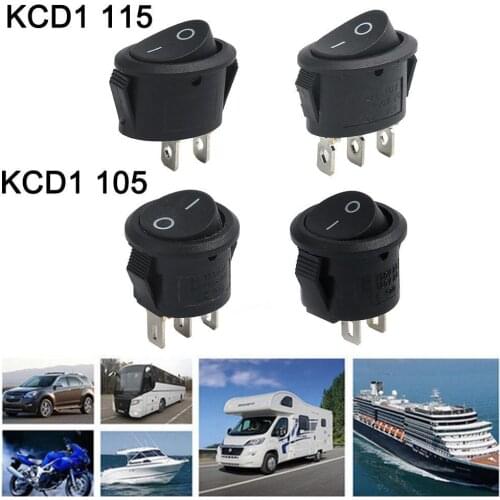 KCD1 Round Black 3 Pin On-Off Caravan Camper Motorhome Rocker Switch SPST