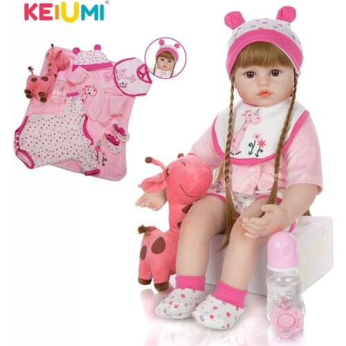 KEIUMI Realistic Princess 24 Inch Cloth Body Soft Silicone New Cute Boneca Reborn Newborn Doll For Girl Kid Christmas Gifts