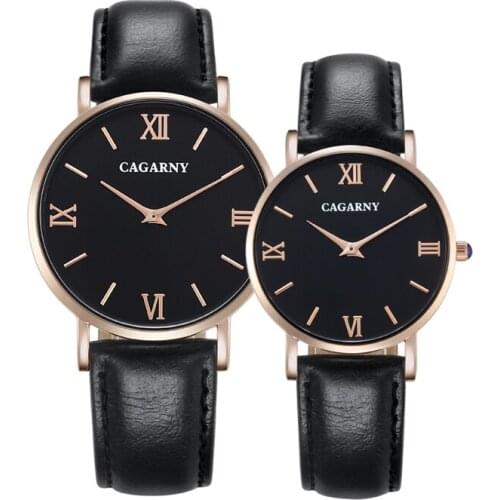 Classic Lovers Watches Vogue Leather Strap Quartz Watch For Women Waterproof Rose Gold Case Mens Wristwatches Cagarny Clock