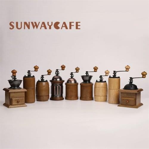 Classical Wooden Manual Coffee Grinder Hand Stainless Steel Retro Coffee Spice Mini Burr Mill With High-quality Ceramic Millston