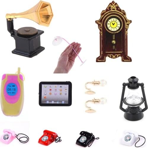 Creative Gift Dollhouse Miniature Modern Laptop Computer Lamp Clock Furniture For Children Toy Furniture For Dolls Accessories