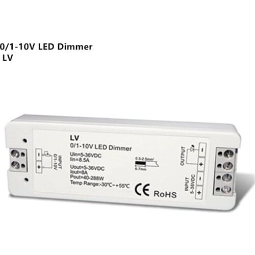 DC5-36V 8A 288W Mini 0/1-10V LED dimming controller 1 channel 0/1-10V input 1 channel PWM constant voltage output
