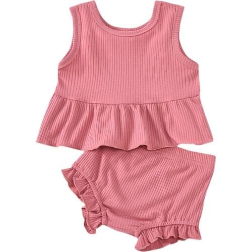 Baby Summer Clothing Newborn Kid Baby Boy Girl Clothes Short Sleeve Vest Shorts Solid 2Pcs Outfits Set