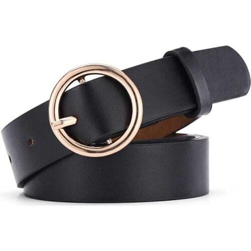 Fashion Faux Leather Round Buckle Belt for Women