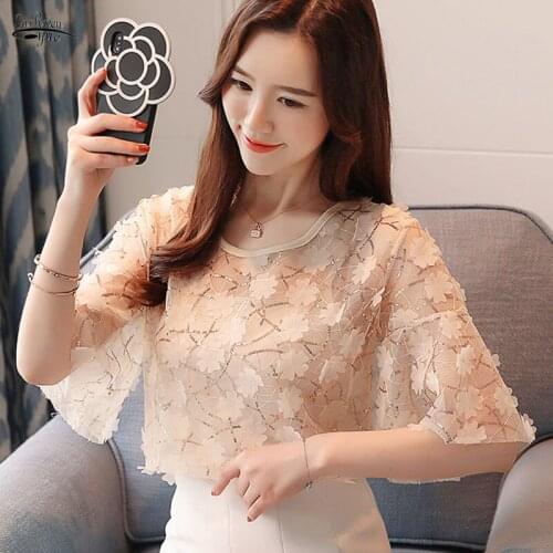 Korean Fashion Clothing Summer Short Sleeve Print Blouses Blusas Mujer De Moda 2020 Casual Women Clothing Blusas 8654 50