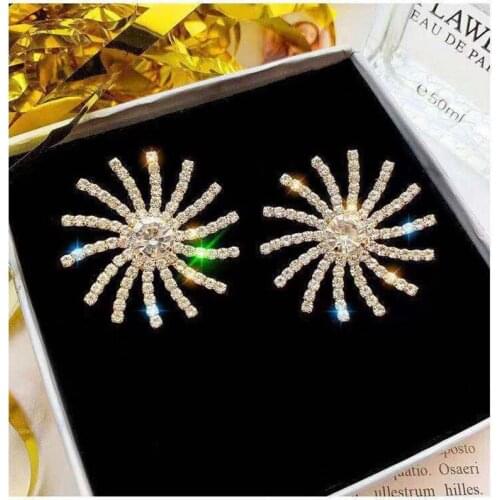 Fashion Earrings Lucky Goddess Sun Rhinestone Earrings New Wave Earrings Korean Exaggerated Earrings Girlfriend Gift