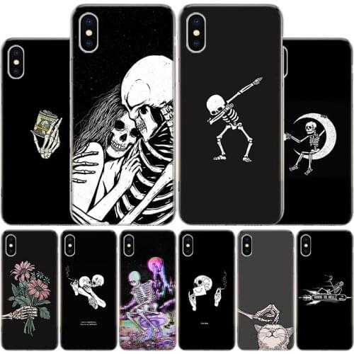 Skeletoff skeleton after life Phone Case For Apple Iphone 11 12 Mini Pro X XR XS Max 7 8 6 6S Plus 5 SE 7G 6G + Art Cover Coque