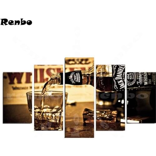 5pcs Diy Diamond Painting Cross Stitch Beer And Cup,5d Diamond Mosaic Full square Diamond Embroidery Kits Bar Vintage Wall art