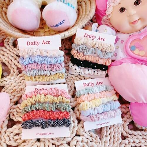 5pcs/pack Hair Candy temperament Scrunchie Set Elastic Satin Hair Bands Fashion Headband Ponytail Ties Rope Hair Accessories