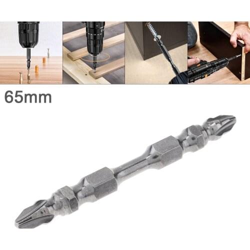 1/4" Screwdriver Bit PH2 65mm S2 Hardness Magnetic Electric Screwdriver with Phillips Screw and Double Head for Drill Holes