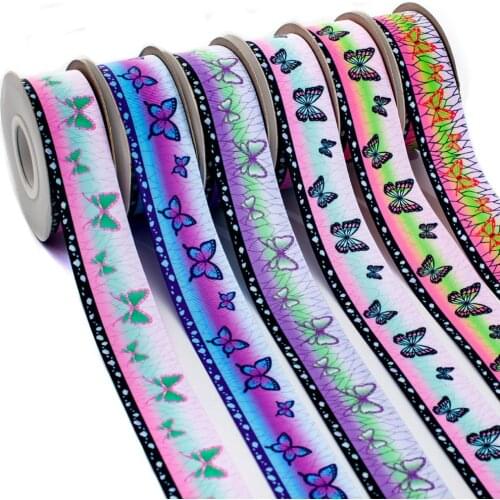 New Grosgrain/Satin Ribbon Kimetsu No Yaiba Japan Butterfly Background Printed 5 Yards for Party Hair Bows DIY Accessories