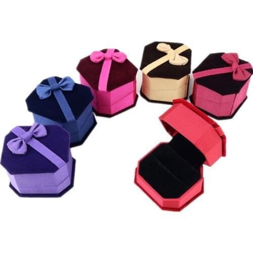Wholesale 100pcs/lot flannelette high-grade velvet Ring Earring octagonal packing box High Quality Christmas Gift Boxes SN3885