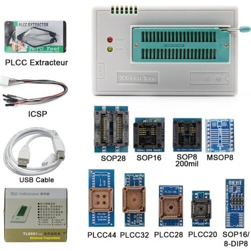 Genuine V10.9 TL866ii Plus Programmer+10 Items Minipro TL866 Socket NAND Adapter Programming Calculator Fast Reading Speed