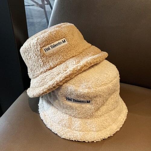 K99 Autumn Wool Fisherman Hat Female Lamb Teddy Plush Hat Woolen Hats Womens Winter Furry Pot Net Red TiktokHat 2020 NEW