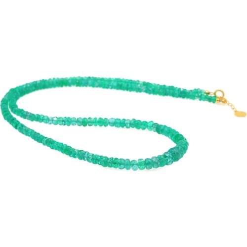 2.4-4mm Columbia Natural Emerald 18K Gold Necklace High Quality Jewelry For Women
