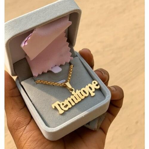 Bold Font Name Necklace Handmade Personalized Best Friends Gifts Stainless Steel Custom Bead Chain Nameplate Necklace