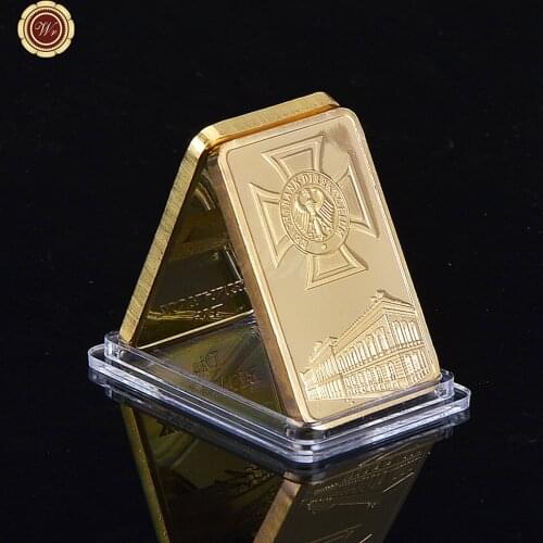 WR Deutsche Reichsbank 24K Gold Plated Bullion Bar German Eagle Replica Gold Bar for Collection Business Gifts