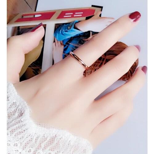 Simple smooth rose gold ring sliver color Titanium Steel ring Hot selling rings for lovers