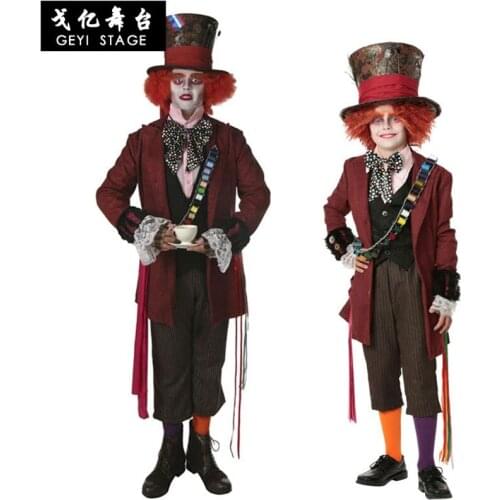 Deluxe Child Whimsy Mad Hatter Halloween Costume From Movie Through The Looking Glass Kids Alice In Wonderland Party Fancy-Dress